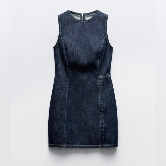 Zara Blue Denim Mini Dress Size XXL - Picture 2 of 15